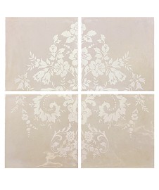 Damask Cream on Taupe 4 Tile Panel Ends