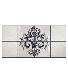 Damask White on Navy 8T Panel Horizontal