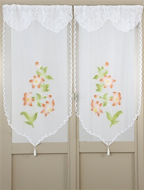 Floral Motif Sheer Panel Style Curtains