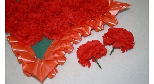 floral natalie 20 RED carnation picks artificial silk flowers, funeral tributes, wedding buttonholes