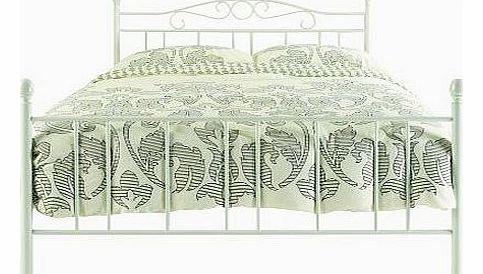 Floras Bedroom Furniture Andorra Metal Bed Frame (with Mattress) - 4ft6 Double - White finished