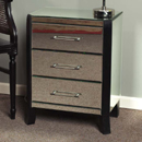 Florence Mirrored curved feet 3 drawer bedside