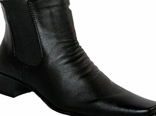 LADIES FASHION FAUX LEATHER ANKLE CHELSEA BOOTS FULL INSIDE ZIP BLACK SZ UK 3-8 (6)
