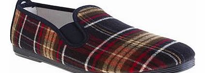 womens flossy navy & red plimsoll tartan flats