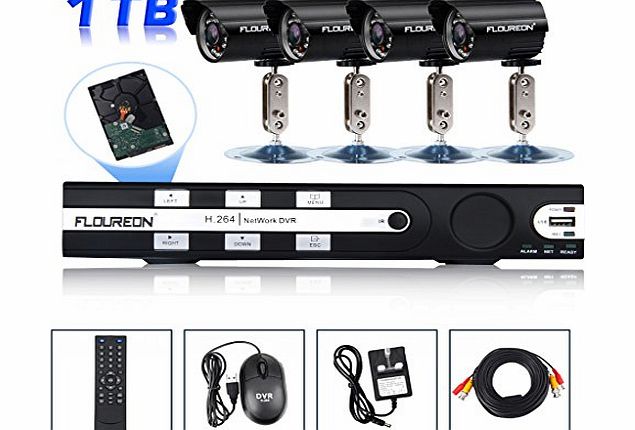 FLOUREON 8CH Full D1 H.264 DVR CCTV Security Kit HDMI Wifi 3G 4 X Outdoor Waterproof Camera 500G HDD