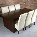 Flow Indian dining set with 6 leather chairs