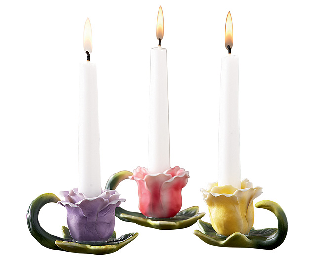 Flower Candlesticks Set of 3