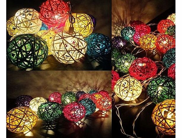 Multi Colour Rattan Ball LED Fairy Lights By Flowerglow