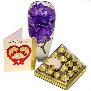 Flowers Directory Vanda Orchids- Vase and Ferrero Rocher