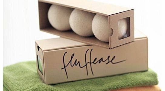Fluffease  ~ Eco-Friendly Extra Compact Large Wool Dryer Balls. Chemical Free Fabric Softener Cuts Down Drying Time by 25. Handmade with 100 Pure New Zealand Wool. The Natural Way to Soften your Laun