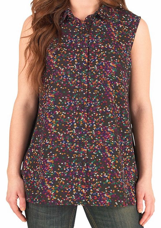 Fluid Womens Sleeveless Blouse Black/Multi