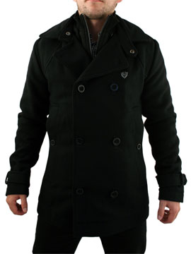 Fly 53 Black Game Over Pea Coat