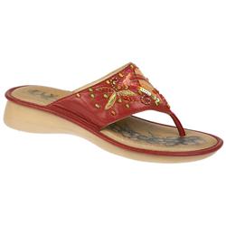 Female Celie Leather Upper Leather Lining Comfort Sandals in Brown, Gold, Red, White