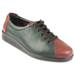 Female ESSE951 Leather Upper Leather/Textile Lining Casual Shoes in Green-Burgundy