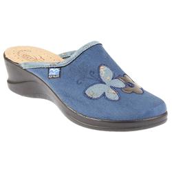 Female Flyl601sc Textile Upper Leather insole/Textile Lining Comfort House Mules and Slippers in Blue