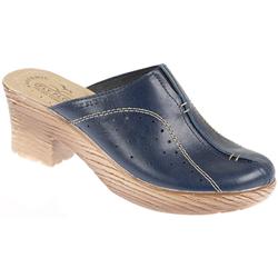 Fly Flot Female Honor Leather Upper Leather Lining Clogs in Blue