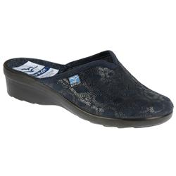 Fly Flot Female Mable Textile Upper Textile Lining Comfort House Mules and Slippers in Navy