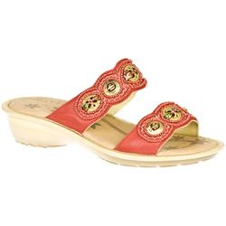 Female Gabrielle Leather Upper Leather Lining Casual Sandals in Black, Red, White