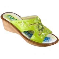 Fly Flot Womens Chillie Leather Upper Leather Lining in Green