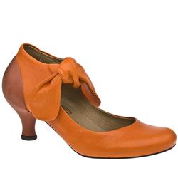 Fly London Female Clementine Cale Bow Court Leather Upper in Orange