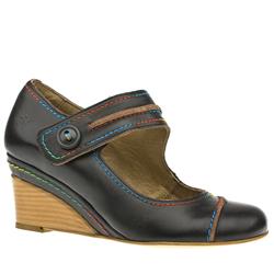 Fly London Female Level Loll Bar Pump Leather Upper Evening in Dark Brown