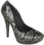 Garage Shoes - Pickard - Womens High Heel Shoe - Black and Silver Snake Size 7 UK