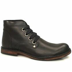 Male Rufus Leather Upper Casual Boots in Black