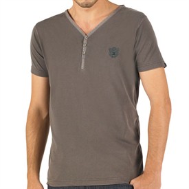 Fly53 Mens Henley T-Shirt Charcoal