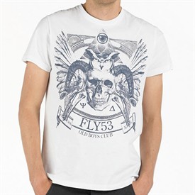 Fly53 Mens Old Boys Print T-Shirt White