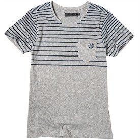 Fly53 Mens Yardman Stripe T-Shirt Grey Marl/Navy