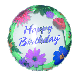 Flying Flowers 18 Happy Birthday Balloon
