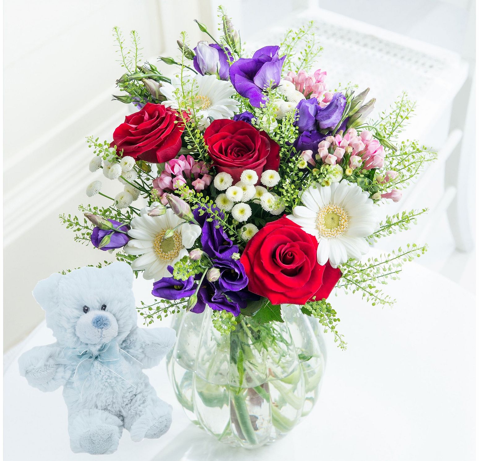 Flying Flowers Elegant Flair with New Baby Blue Bear