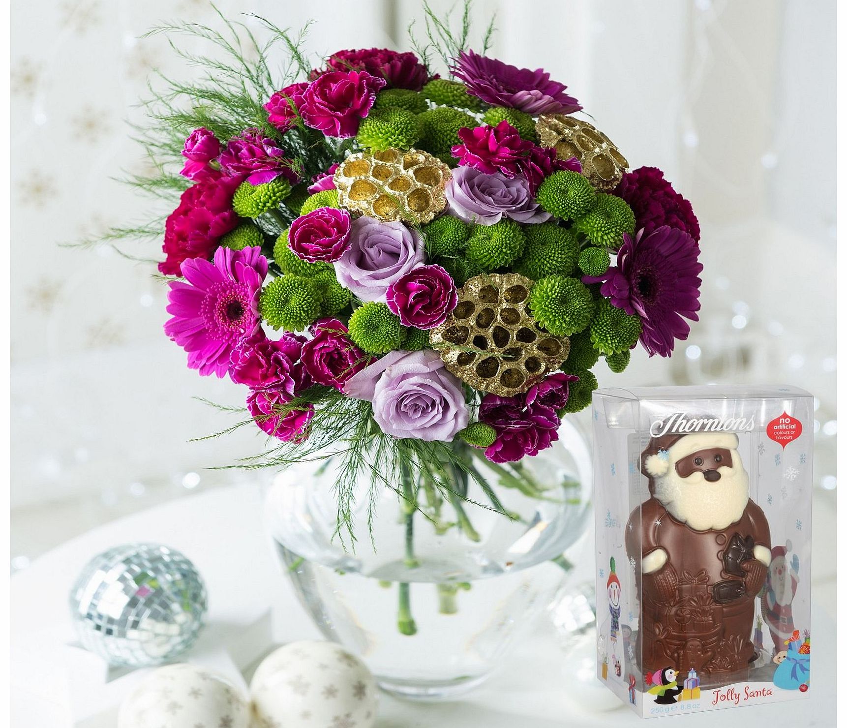 Flying Flowers Festive Chic with FREE Thorntons Jolly Santa