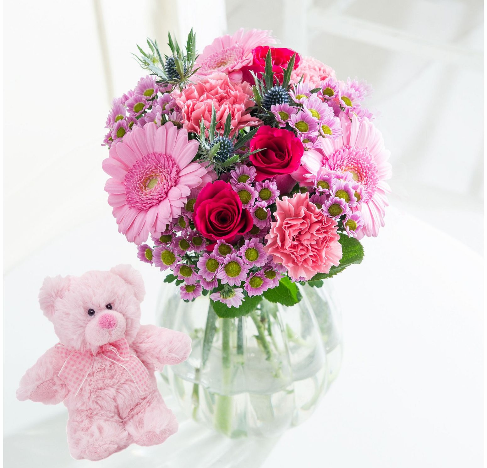 Flying Flowers Rosy with New Baby Pink Bear