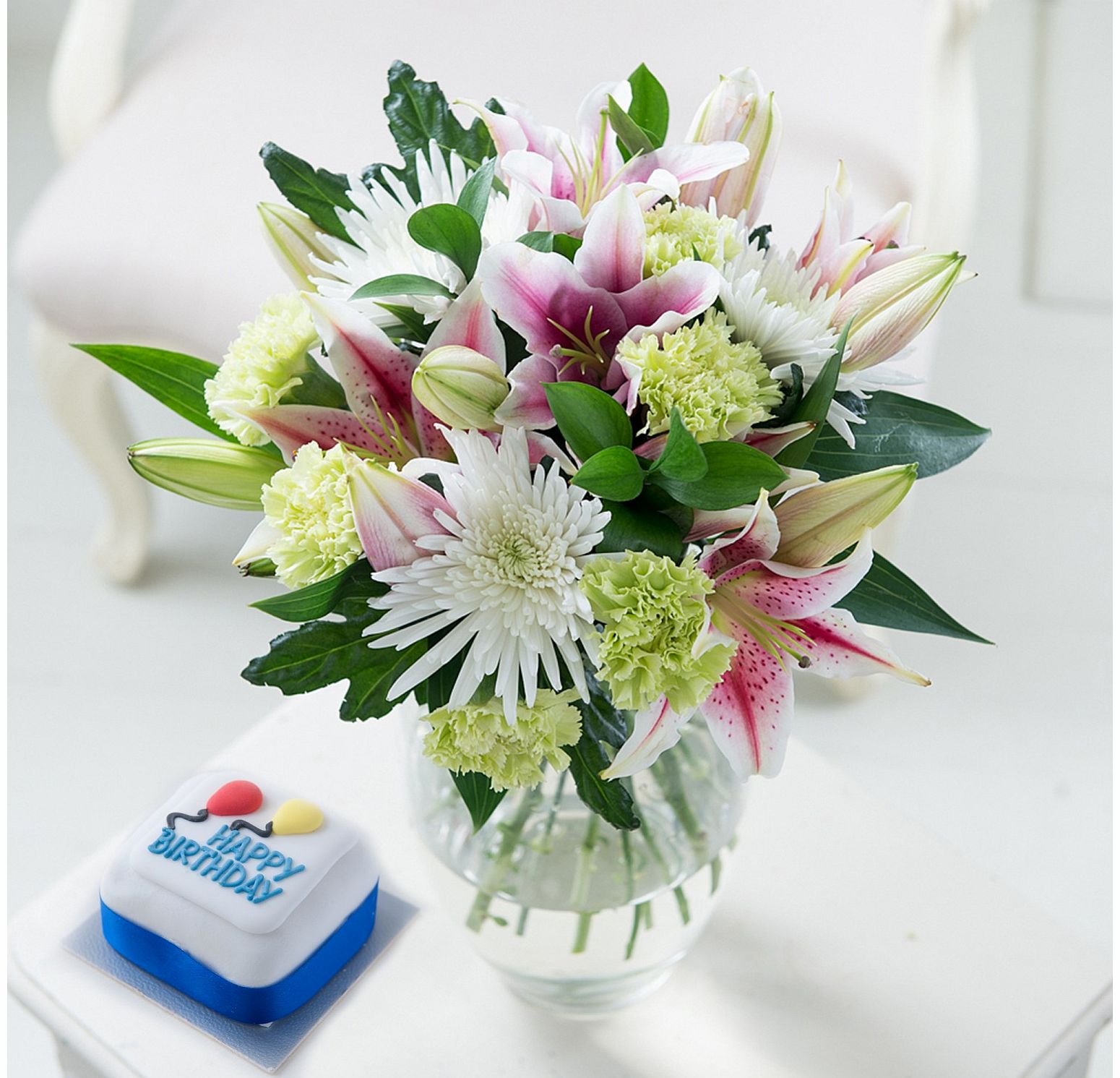 Soft Lily and Bloom with Birthday Cake