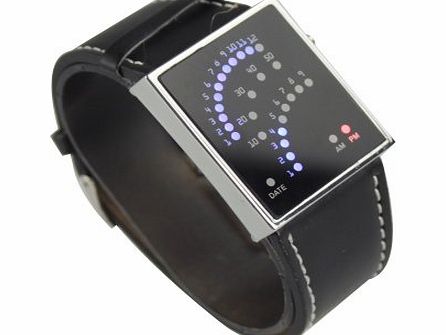 Flylink 29 LED Electronic Wristwatch Digital Watch With Unusual Design ,Black Leather Watch