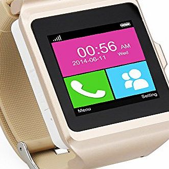 Flylink Champagne Bluetooth Smart Watch Mobile GSM Phone SIM Card Smartwatch Wristwatch for Android Smartphone Samsung iPhone HTC Moto Valentines Gift