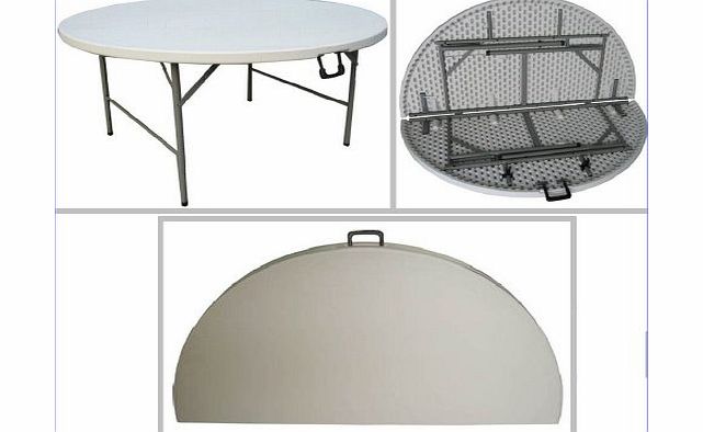 Folding Tables UK FT-1, 5FT Round Folding Table, Fold-in-Half. A substantial round table that comfortably sits 8 people.