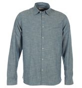 Folk Printed Elbow Patch Japanese Chambray Shirt