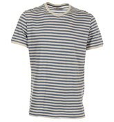 Folk Stripe Tee Blue and White T-Shirt