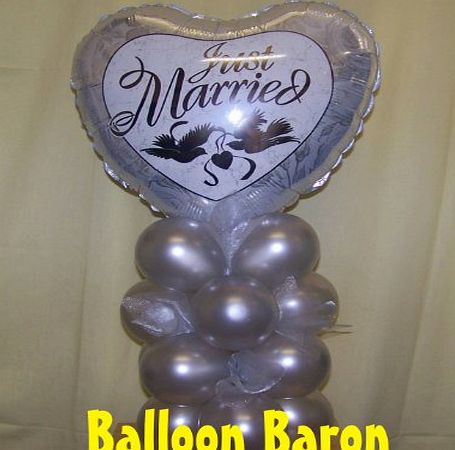 Folkdean JUST MARRIED WEDDING FOIL BALLOON DECORATION KIT SILVER