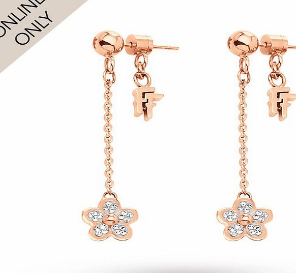 Folli Follie Wonder Rose Earrings Clear Crystal