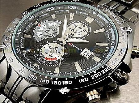 FOME CURREN Men quartz strip three eyes watch - Black Belt