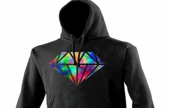 ACID DIAMOND (S - BLACK) NEW PREMIUM HOODIE - Dope Hipster Swag Fresh Street Rave Yolo Dance ymcmb Youth Fashion Funny Novelty Nerd Vintage retro top clothes Unisex Mens Ladies Womens Girl Boy Sweatsh