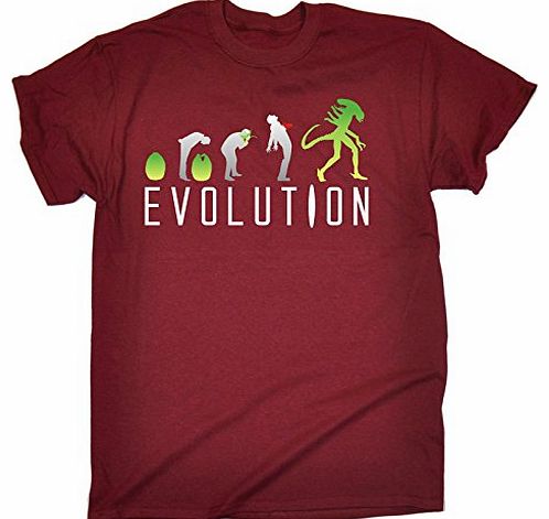 ALIEN EVOLUTION (M - MAROON) NEW PREMIUM LOOSE FIT T-SHIRT - slogan funny clothing joke novelty vintage retro t shirt top mens ladies womens girl boy men women tshirt tees tee t-shirts shirts fashion 