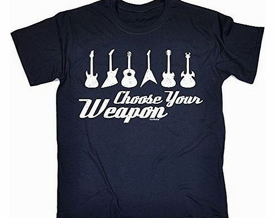 CHOOSE YOUR WEAPON - GUITAR (XL - OXFORD NAVY) NEW PREMIUM LOOSE FIT T-SHIRT - slogan funny clothing joke novelty vintage retro t shirt top mens ladies womens girl boy men women tshirt tees tee t-shir