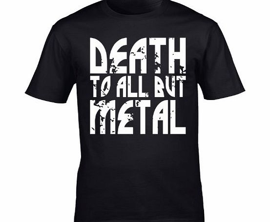 DEATH TO ALL BUT METAL (L - BLACK) NEW PREMIUM LOOSE FIT BAGGY T SHIRT - Panther Music Steel Heavy Rock Parody Slogan Funny Novelty Nerd Vintage retro top clothes Unisex Mens Ladies Womens Girl Boy ts