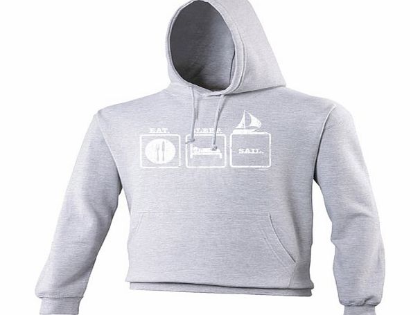 EAT SLEEP SAIL (DISTRESSED PRINT STYLE) (XXL - HEATHER GREY) NEW PREMIUM HOODIE - slogan funny clothing joke novelty vintage retro top mens ladies girl boy sweatshirt hoody hoodies fashion urban cool 
