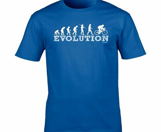 EVOLUTION BICYCLE RACER (XXL - ROYAL BLUE) NEW PREMIUM LOOSE FIT BAGGY T SHIRT - Cycle Mountain Bike Safety Accessories Lights Helmet Shorts Gloves Pedal Slogan Funny Joke Novelty Vintage retro top Me