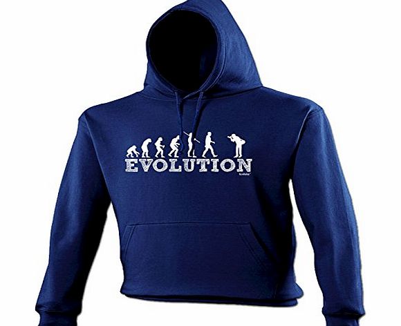 EVOLUTION PHOTOGRAPHER (XL - NAVY) NEW PREMIUM HOODIE - slogan funny clothing joke novelty vintage retro top mens ladies girl boy sweatshirt men women hoody hoodies fashion urban cool geek shirt lens 